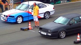 BMW M3 e36 vs VW Corrado VR6  14 Mile Drag Race Viertelmeile Rennen nice Acceleration Sound 3er [upl. by Sinnel]