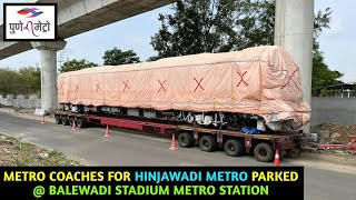 Pune Metro Vlog 342  Hinjawadi Metro Coaches Parked At Balewadi Stadium Metro Station [upl. by Schaab]