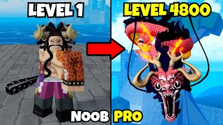 Beating King Legacy as Kaido Lvl 0 to Lvl 4800 Noob to Pro in King Legacy [upl. by Eelynnhoj]