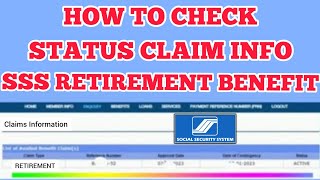 PAANO MAKIKITA ANG STATUS CLAIM INFO NG SSS RETIREMENT BENEFIT  SSS RETIREMENT BENEFIT ssspension [upl. by Esnofla]