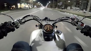 Riding a motorcycle Honda Shadow Aero 750 33  Night riding No music [upl. by Arykahs]