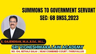 SERVICE ON GOVERNMENT SERVANT SEC 68 BNSS2023 bnss civiljudgeexam app tamil [upl. by Murvyn579]