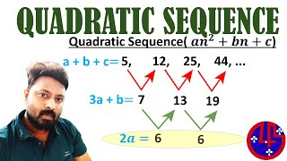 How to find nth term of a quadratic sequence  Quadratic Sequence  Nth term  an2bnc [upl. by Ynove]