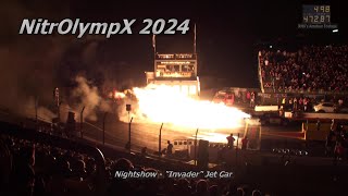 NitrOlympX 2024  Nightshow  Invader Jet Car [upl. by Etnaed]