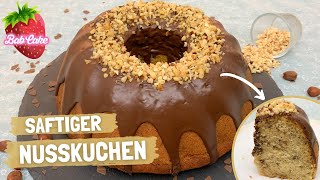 Nusskuchen  saftig klassisch und einfach  der perfekte Nusskuchen  BabCake [upl. by Aizek]