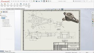 SolidWorks Drawing Tutorial View layout Annotation Sketch [upl. by Ecnerrot]