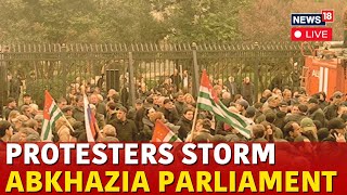 Abkhazia Protest LIVE  Protests In Abkhazia Parliament Over Russian Deal  Black Sea  N18G [upl. by Yllas]