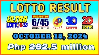 Lotto Result October 18 2024 Friday 900PM Php2825million [upl. by Douty538]