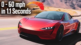 Tesla Roadster Insane Acceleration  060mph in 11s [upl. by Bonne375]