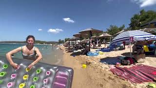 Beach in Toroni Greece August 2022 HDR 4K walking in [upl. by Ramunni497]