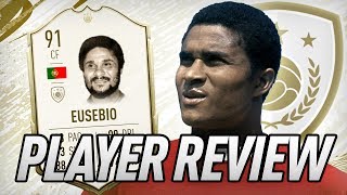 91 EUSEBIO ICON PLAYER REVIEW  FIFA 20 Ultimate Team [upl. by Ahsienod]