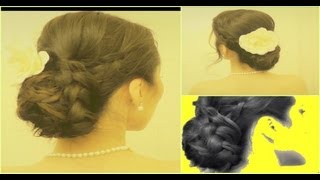 ★WEDDING HAIR TUTORIAL LOW BRAID BUN UPDOS for MEDIUM LONG HAIR  BRAIDED BUNS FOR PROM [upl. by Ioves]