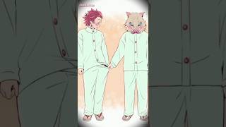 Inosuke tightly holding tanjiro clothe🤣❤ demonslayer edit cute fun trending anime shorts [upl. by Fernyak]