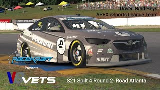 RaceKraft Simulations V8 Veterans  Season 21  Round 2  Road Atlanta Split 4 [upl. by Xonel]