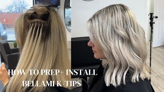 HOW TO PREP  INSTALL KTIP EXTENSIONS  BELLAMI KTIPS ASH BLONDE BALAYAGE  HAIR EXTENSIONS [upl. by Beller]