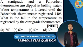 A centigrade and a Fahrenheit thermometer are dipped in boiling water Water temperature is lowered [upl. by Penney]