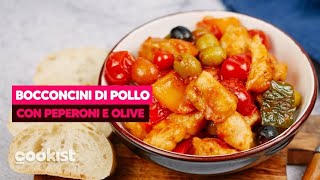 Bocconcini di pollo con peperoni e olive un secondo piatto semplice e saporito [upl. by Suzan]