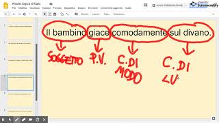 Analisi logica di frasi 2 parte Presentazioni Google [upl. by Leilani444]