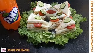 Double Decker Sandwich  Restaurant Style  Kitchen with Malaika [upl. by Gabriella]