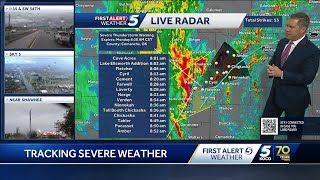 Tracking storms moving through Oklahoma Monday morning [upl. by Ahcirt811]