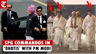 Watch SPG commandos in ‘white dhotis’ with PM Modi at a Guruvayur temple in Kerala [upl. by Annawad]