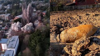 Massive Explosion From 80YearOld WWII Bomb Shown by Drone [upl. by Zawde]