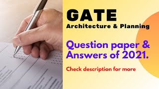 GATE 2021  Architecture and Planning  Question paper and answers [upl. by Atel]