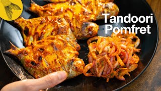 Tandoori pomfret—restaurantstyle quick and easy [upl. by Ydnew612]