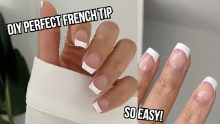 EASIEST FRENCH TIP NAILS AT HOME  how to do the perfect French tip nails  quotclean girlquot aesthetic [upl. by Shaffert144]