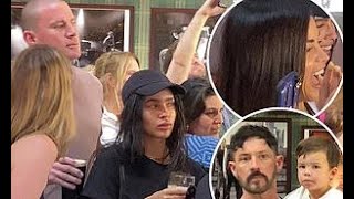 Channing Tatum and Zoe Kravitz join his ex Jenna Dewan and fiancé Steve Kazee to watch daughter [upl. by Yelnek]