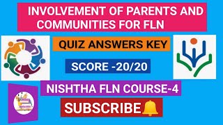 Involvement of Parents and Communities for FLN quiz answer key nishthaquiz involvementofparents [upl. by Otirecul]