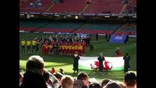 Cerys Matthews Catatonia sings National Anthem Wales v Finland Football Millenium Stadium Cardiff [upl. by Nirot]