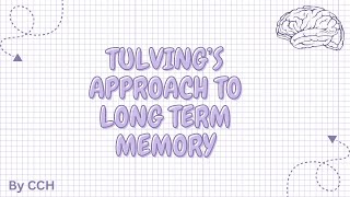 AQA ALEVEL PSYCHOLOGY  Memory Tuvling’s approach to Long Term Memory [upl. by Froh769]