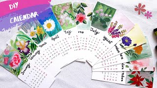 DIY  How to Make Calendar at home with Paper  Handmade Watercolor Bookmark calendar Ideas 2021 [upl. by Tterrab835]