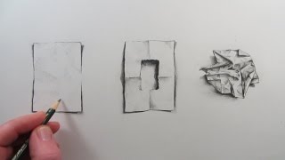 How to Draw a Piece of Crumpled Paper Narrated visual illusion [upl. by Carin779]