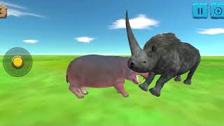 Black Rhino Vs White Rhino  Fight Game play  Animal Revolt Bettle Simulator [upl. by Pollerd]