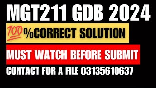 MGT211 GDB SOLUTION 2024  MGT211 GDP SOLUTION SPRING 2024  MGT211 GDB2024  MGT211 GDB [upl. by Goebel]