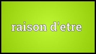 Raison detre Meaning [upl. by Kessia]