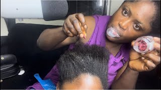 Asmr✨Vitamin E oil capsule application on my sisters scalp gum chewing and hair parting sound [upl. by Halik]