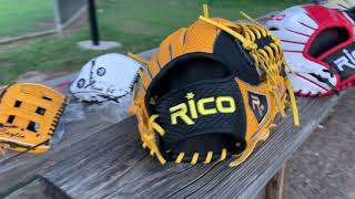 Rico Gloves review of completed custom baseball and softball gloves [upl. by Anoirtac]