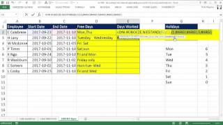 excel548  Jak policzyć dni robocze gdy każdy pracownik ma inaczej weekendy [upl. by Samaj442]