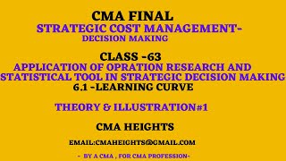 63CMA FINAL Strategic Cost ManagementDecision Making STUDY NOTES6 [upl. by Alinoel]