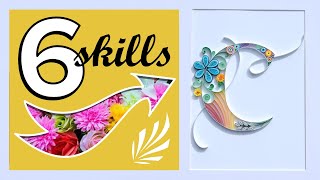 QUILLING How to Fill a Letter C Outline Using 6 Quilling Skills [upl. by Ahsener]