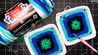 Creating a Modified quotSolidquot Granny Square Using Red Heart Granny Square Yarn StepbyStep Tutorial [upl. by Aicarg181]