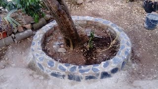 CÓMO HACER UNA JARDINERA REDONDA DE LADRILLO Y PIEDRA  MUY FÁCIL [upl. by Haraf]