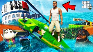 Franklin Survived Tsunami and Made Biggest Plan To Escape in GTA 5  SHINCHAN and CHOP [upl. by Yehs641]