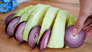 Cabbage with onions is tastier than meat Very delicious simple and quick recipe ASMR [upl. by Cirala]