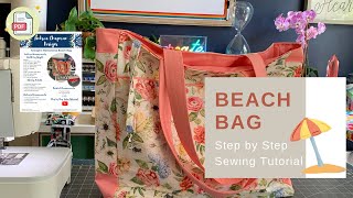 How to sew a Bottomless Beach Bag 🏄‍♀️ 🌞 🦀 👙 Step by Step Sewspire Sewing Tutorial [upl. by Dow386]