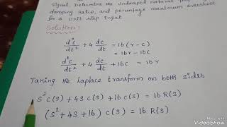 How to find natural frequency damping ratio and Peak overshoot from differential equation [upl. by Ellehcor]