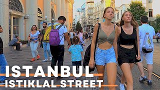 istanbul 2022 walking tour  Istiklal Street In Summer Evening  4K UHD 60FPS [upl. by Ikkim]